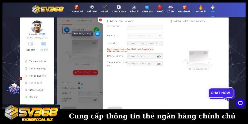 Cung cấp thông tin thẻ ngân hàng chính chủ