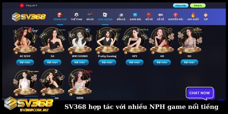 SV368 hợp tác với nhiều NPH game nổi tiếng