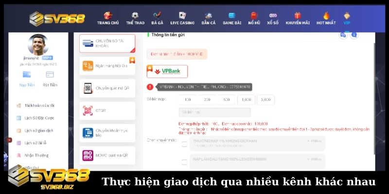 Thực hiện giao dịch qua nhiều kênh khác nhau